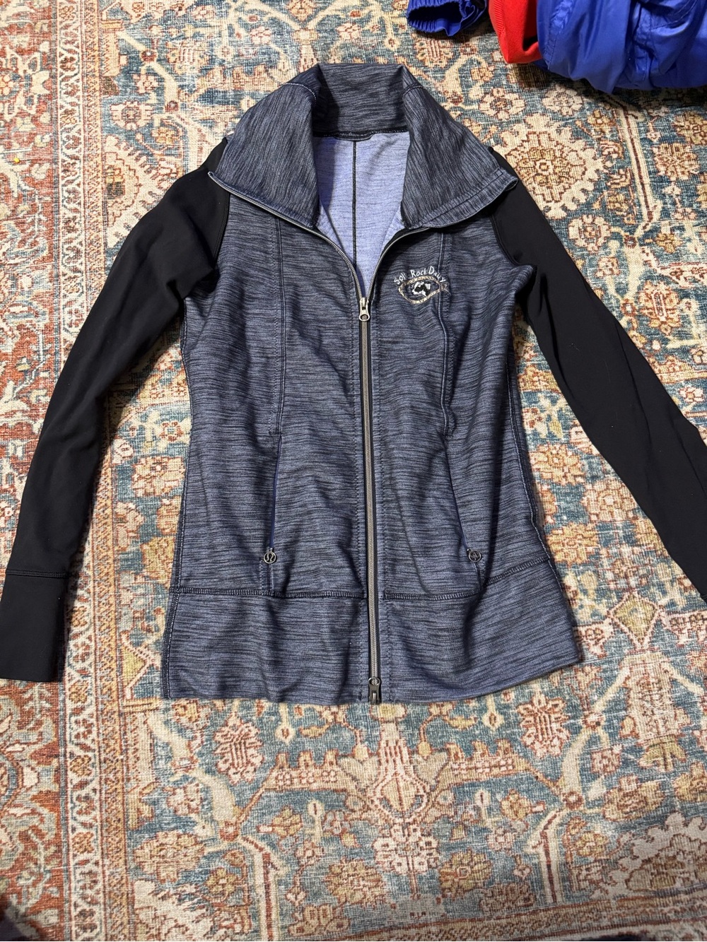lululemon athletica Heathered Gray Zip-Up Jacket with Black Sleeves